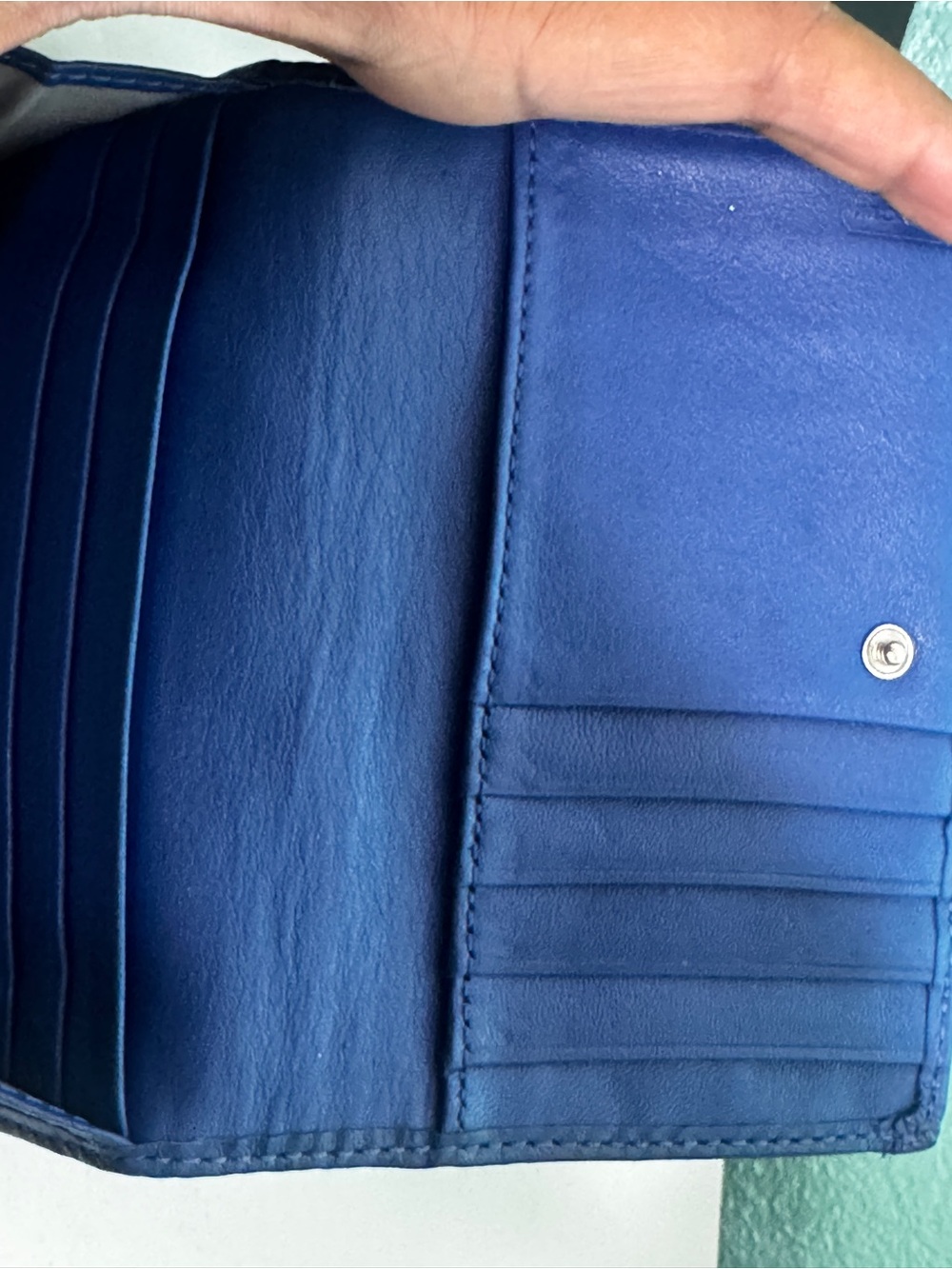 Coach Women's Blue Leather Compact Wallet - Picture 7 of 12